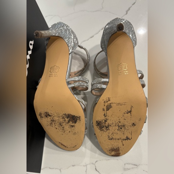 Nina Sparkling Silver Strappy Heels - Picture 5 of 9